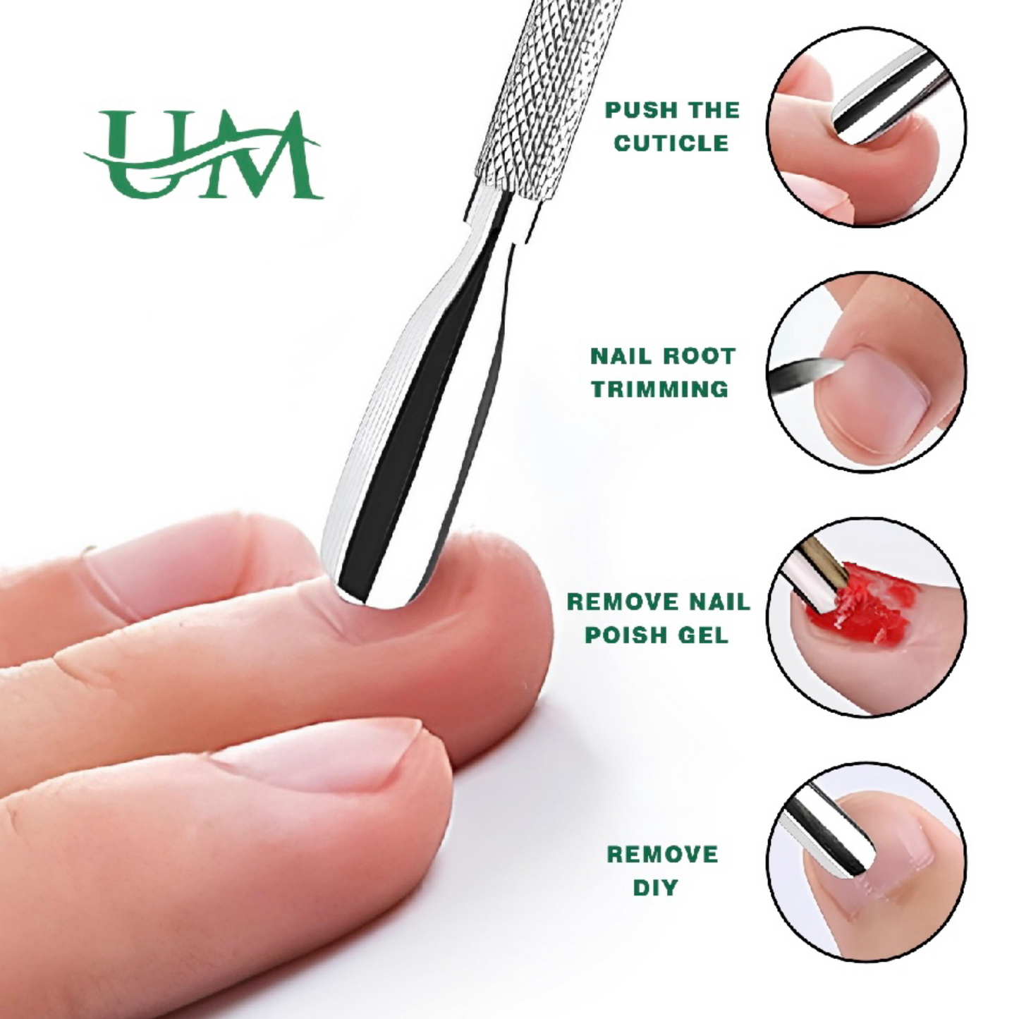 Cuticle Pusher and Spoon Nail Cleaner 2PCS Set | Dual Ended | Nail Care Tool | Easy to Use Fingernail and Toenail | Pedicure Manicure Tools
