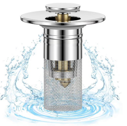 1Pcs Bathroom Sink Stopper for 1.1-1.45 Inch, Pop Up Sink Drain Filter with Removable Stainless Steel Filter Basket Hair Catcher, for US Bathroom Sink Stopper Replacement