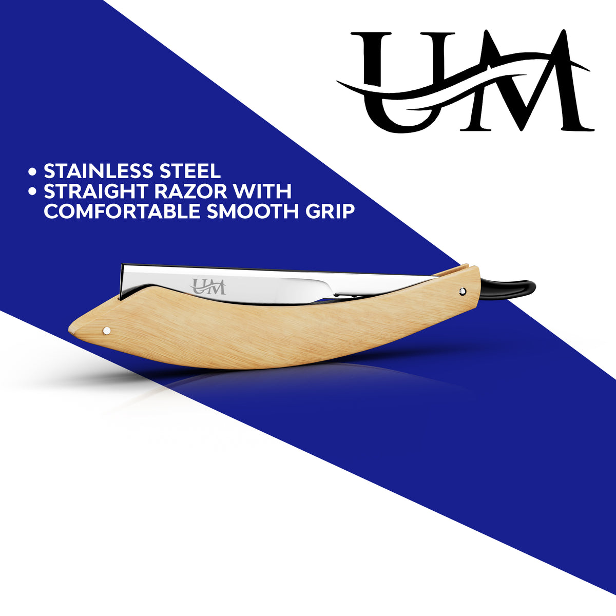 Curved Straight Edge Razor Straight Edge Razor with 100 Single Blades UM Supplies(Curved handle)